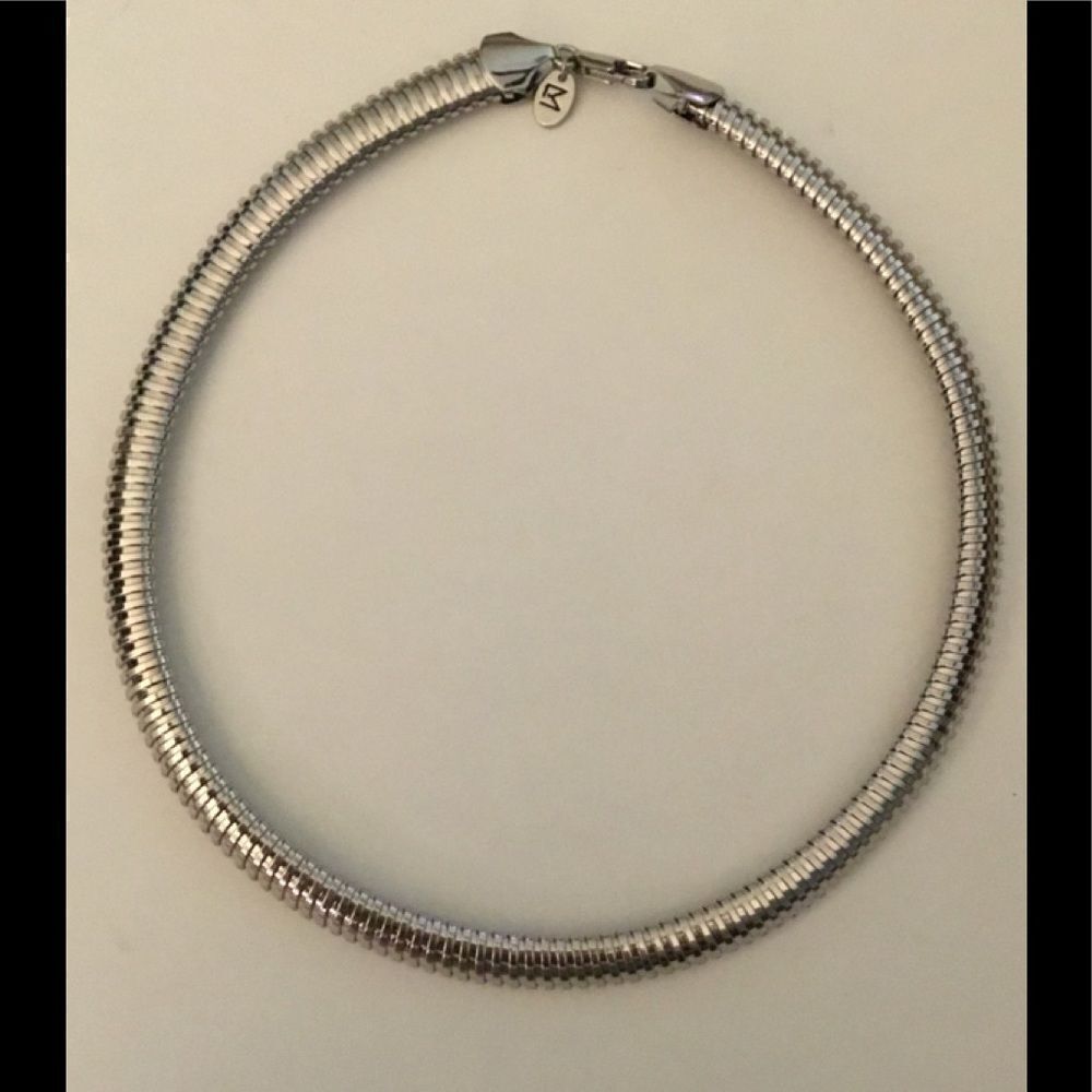 New Silver Plate 8mm Wide Omega Choker Necklace